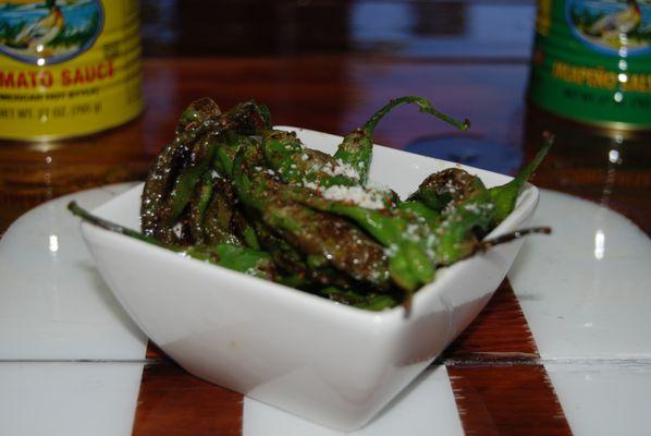 Shishito Peppers with Queso Cotija and Tajin!