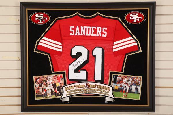 Deion Sanders 94-95 signed Jersey and frame. Beautiful craftsmanship.