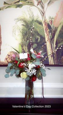 Valentine's Day Bouquet With Glass Vase