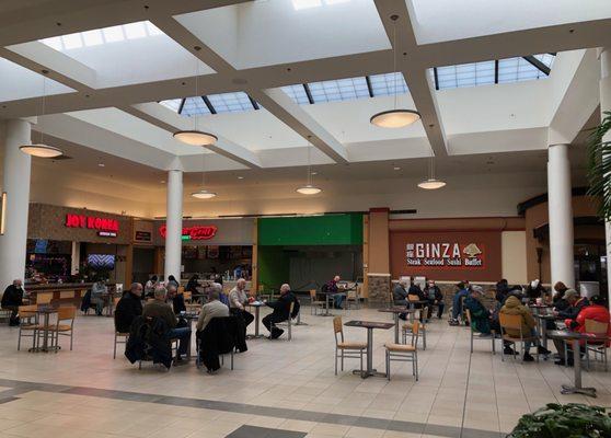 The food court, a popular morning meeting point for local ethnic men's clubs anyway.