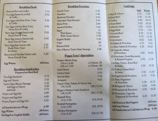 Their menu as of 08/12/2015. Page 2 of 2.