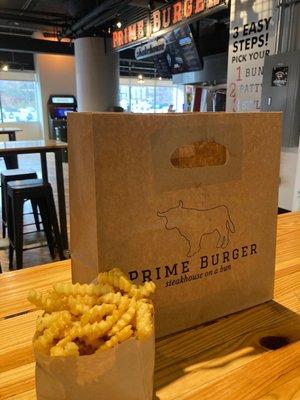 French fries from Prime burger - Krinkle cut style  Good size portion for $3.84