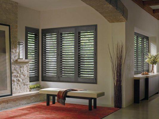 Stained Basswood Plantation Shutters