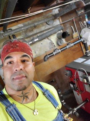 Myself working on a boiler project. Selfie