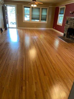 Living/dining room after refinishing.