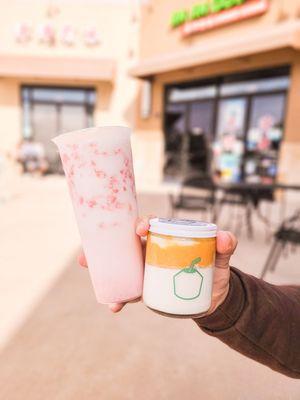 Cute pudding and drink!