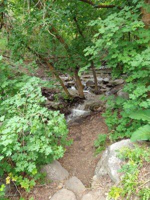 Walking along the stream is beautiful but rocky.