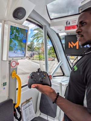 The attendant's "steering wheel" and tablet