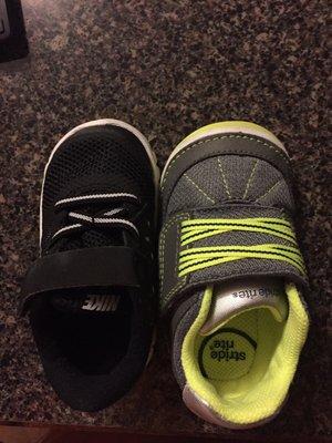 His Nike shoes vs Stride Rite shoes (better fit)