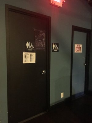 Bathrooms behind sound area