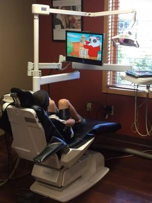 Kids can watch tv while they get their teeth done