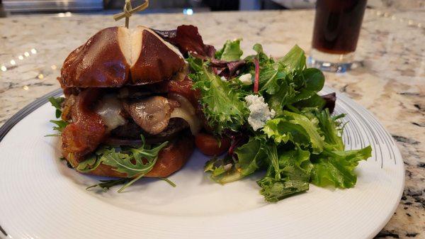 Bacon Blue Burger with a Salad