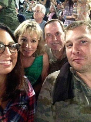 My husband, Grant and me with our son and daughter-in-law at a Carrie Underwood concert.