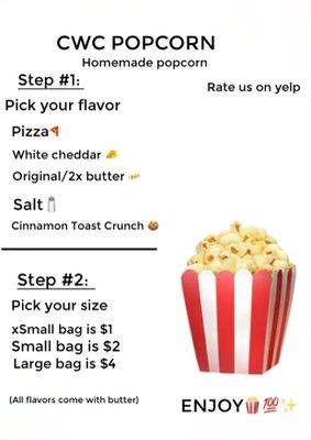 Popcorn menu