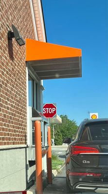 View while in the drive-thru queue, right before the pick up window