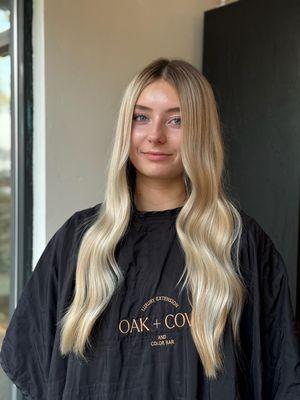 Blended blonde on her natural beautiful hair