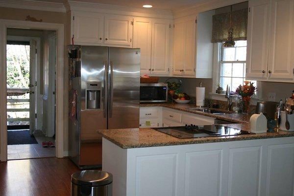 White painted pine cabinets