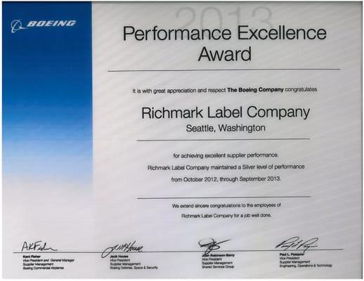 Richmark has been honored with several awards for label quality and performance excellence