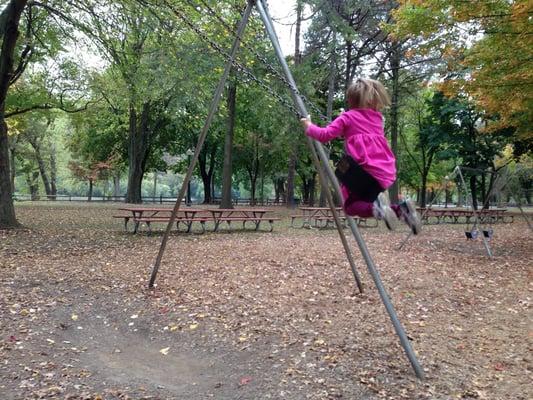 12' swings mean high speed and big thrills for my daughter! Well maintained too; no squeaks!