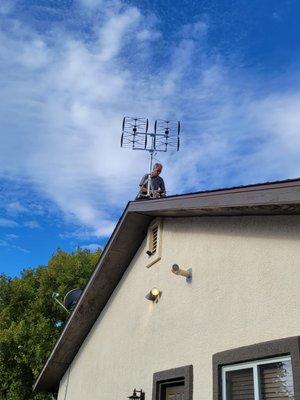 James working on the antenna