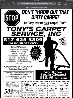 Tony's Carpet Cleaning Service