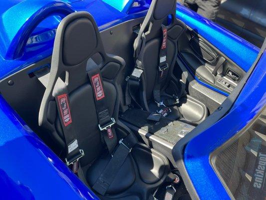 Custom racing carbon fiber seat pads for this electric supercar!