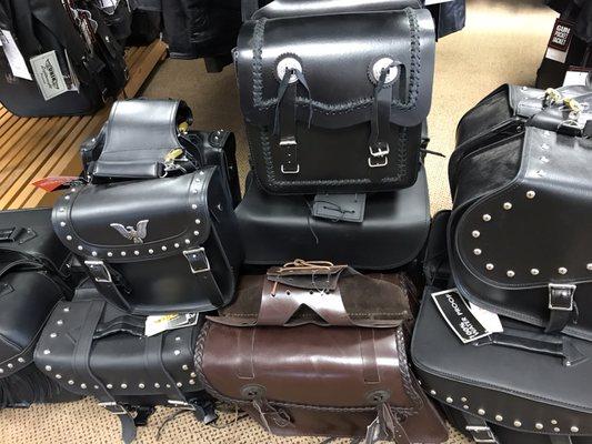 We carry motorcycle luggage such as saddlebags and sissy bar bags.