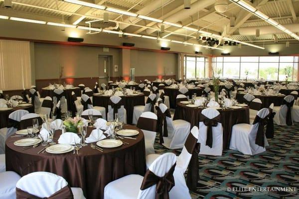 Wedding with covered chairs