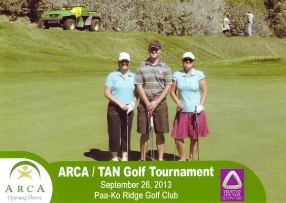 Renee golfed at the ARCA/TAN Gold Tournament.