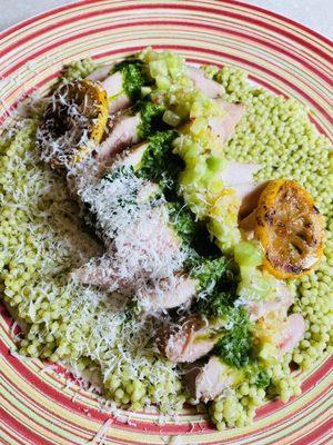 Lemon chicken with pesto couscous