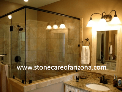 We clean and seal natural and tile in bathrooms, countertops and shower stalls