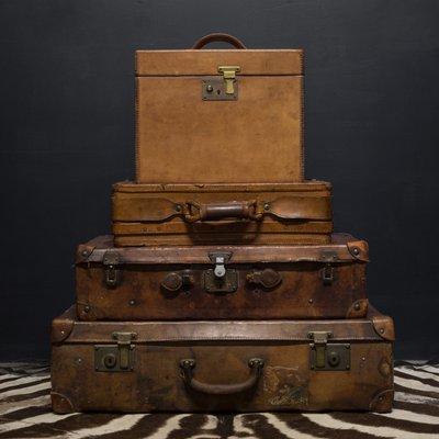 Collection of vintage leather trunks c.1940.