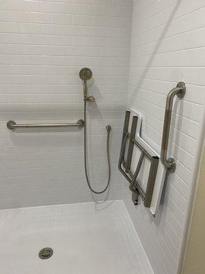 walk-in shower with seat.