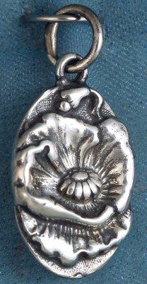 Small Art Nouveau Poppy Sterling Silver Pendant