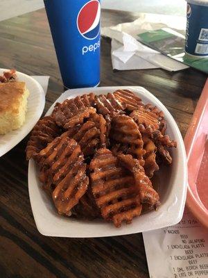 Sweet potato fries with Carmel and sea salt. They were so good!