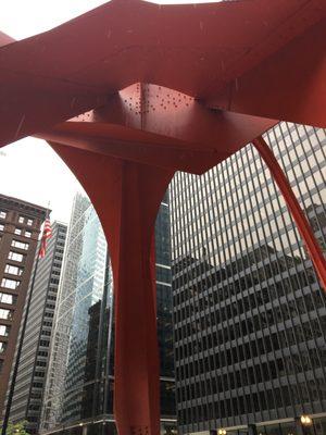 Perspective from underneath the Flamingo Sculpture