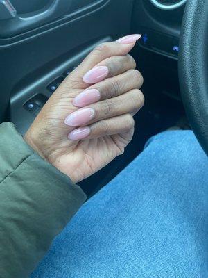 Full set with pink acrylic and pink gel polish