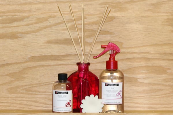 Room Spray~ Spray into the air, or mist your linens with our room and linen spray. 100% Soy wax tarts and reed stick diffusers.