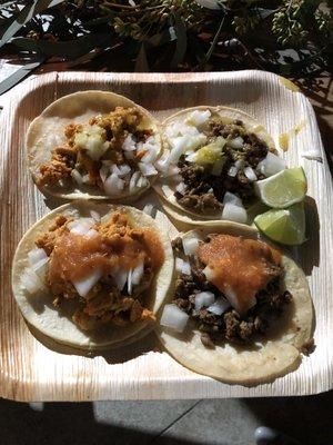 Pollo and asada tacos