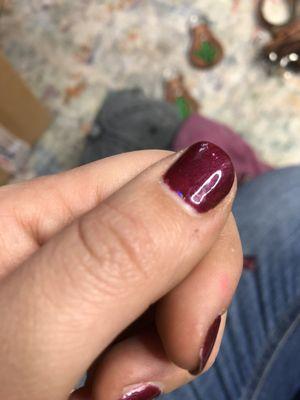 There's a long sparkle in the base of my nail