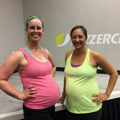 Who says you can't stay fit while pregnant?  Not Katie and Maria!  Jazzercise is designed so you can work at your own pace and level.