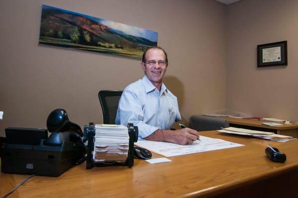 John Scherf at his Desk in Santa Rosa