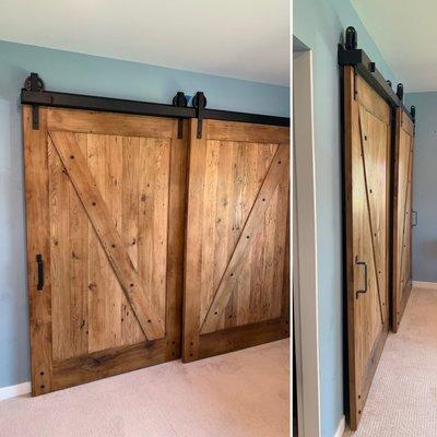 NEW! Custom Barn Doors. Reclaimed Wood. Color (Kentucky Bourbon)