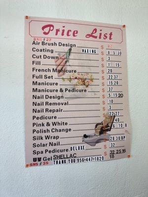 Price list