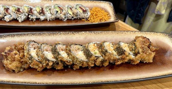 Foreground: the Hurricane roll. Background: Viagra roll.