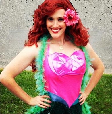 Professional musical theater stage actress and singer poses as the Little Mermaid for mermaid birthday parties in NJ.