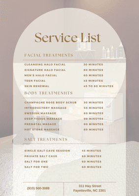 Service List. We have something for everyone to enjoy!