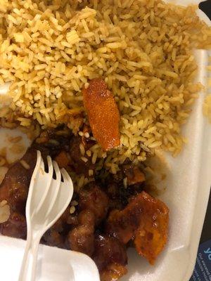 Orange chicken and shrimp fried rice