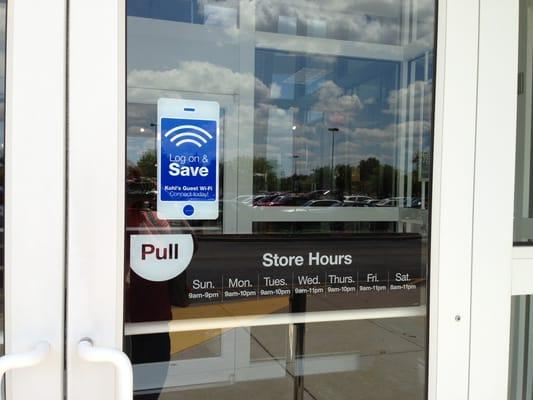 Store hours & free wifi