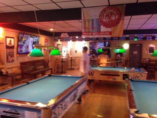 Crazy's bar & grill pool tables. 3 of them things!!!